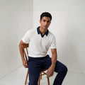 The Waffle Polo - Ivory & Navy